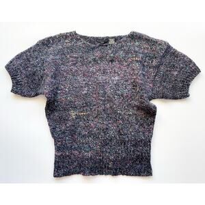Women's Multi Colored Wool and Angora Short Sleeve Sweater Size M